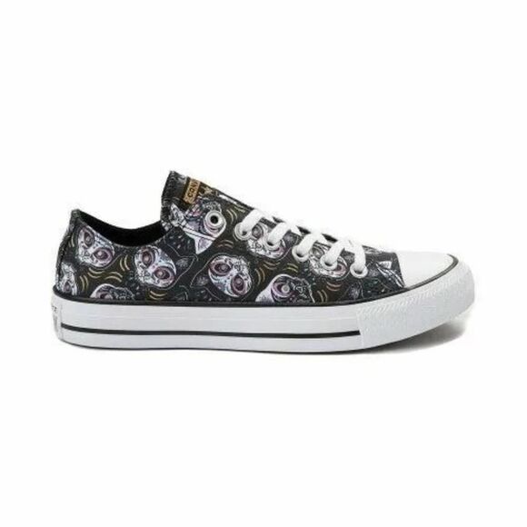 NEW! Chuck Taylor's Converse Low Top Day of the Dead Skulls‎ Cat - Picture 2 of 4
